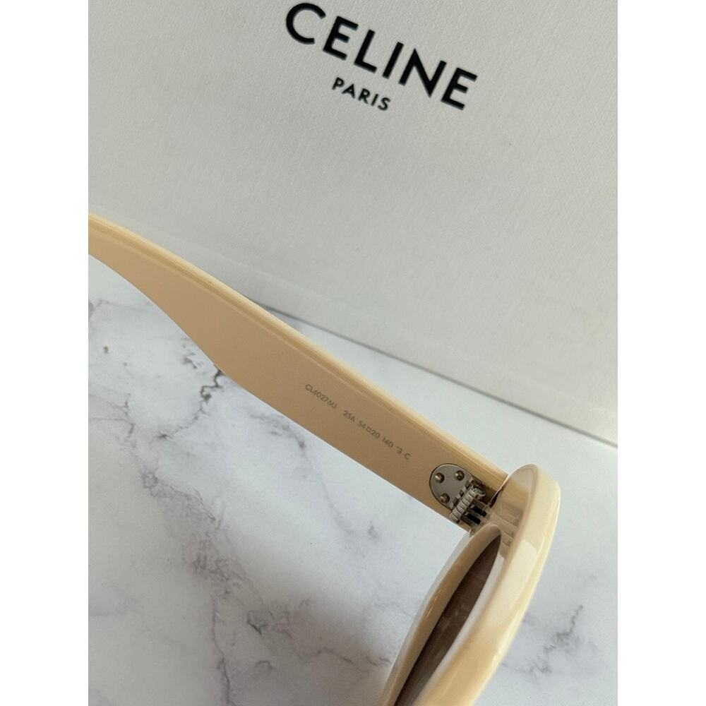NEW Celine CL40276U Ivory White Bold Oval Sunglasses - Picture 7 of 7